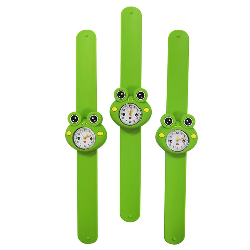 Cute Cartoon Frog Watches Silicone Material Children Digital Watch Kids Casual Wristwatch Pat Circle Green Frog Watch Gift