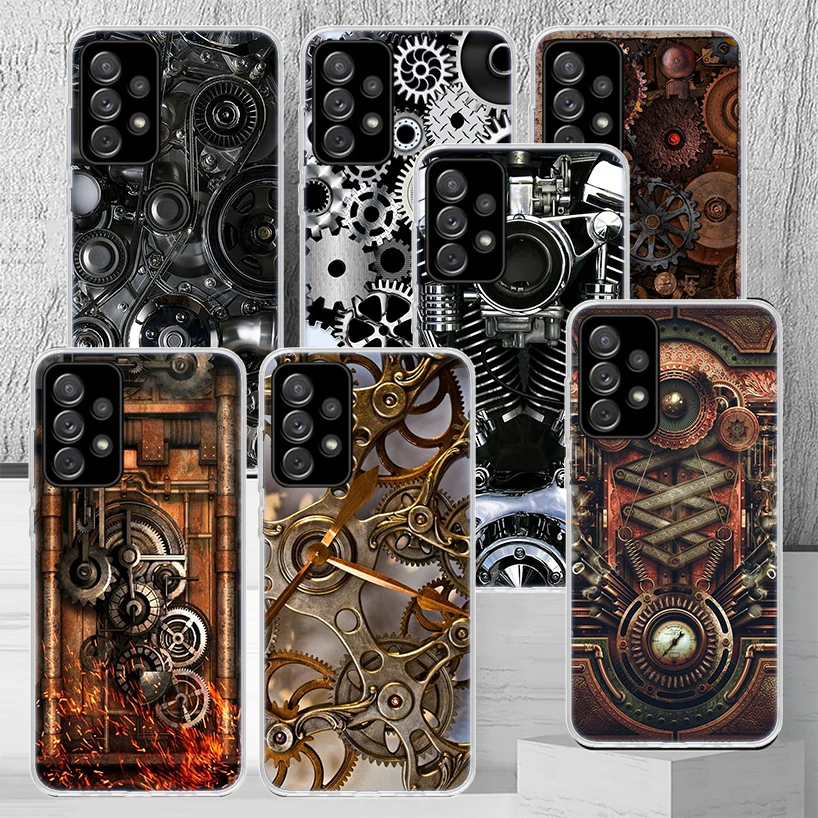 Steampunk Gear Mechanical Phone Case Cover For Samsung Galaxy A55 A54 A52 A53 A15 A14 A12 A13 A25 A24 A22 A23 A35 A34 A32 A33 A0