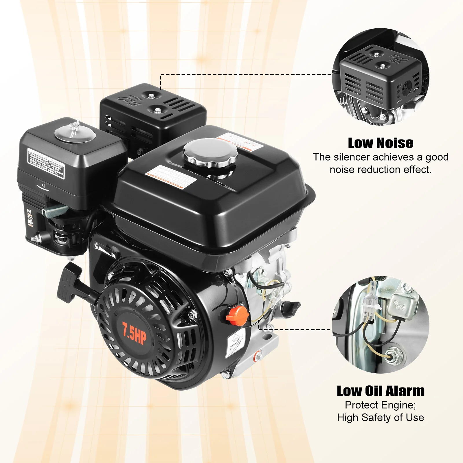 7.5HP 4 temps moteur Portable alimenté au gaz-5100W-Home moteur à essence de secours moteur essence Kart moteur refroidissement par Air
