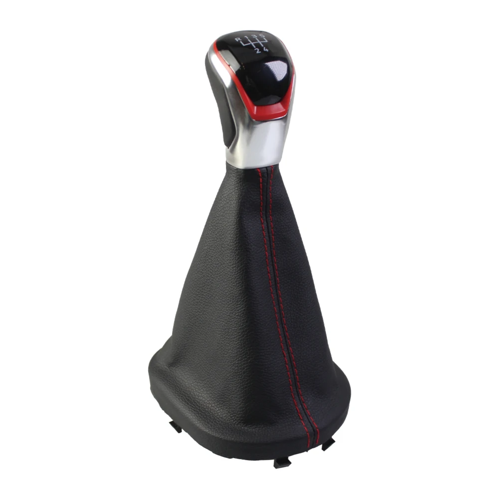 5/6 Speed Manual Shift Knob with Bracket Base Adapter for Caddy 2 MK2 2004 to 2009 and for Touran 2003 to 2010 Red Finish