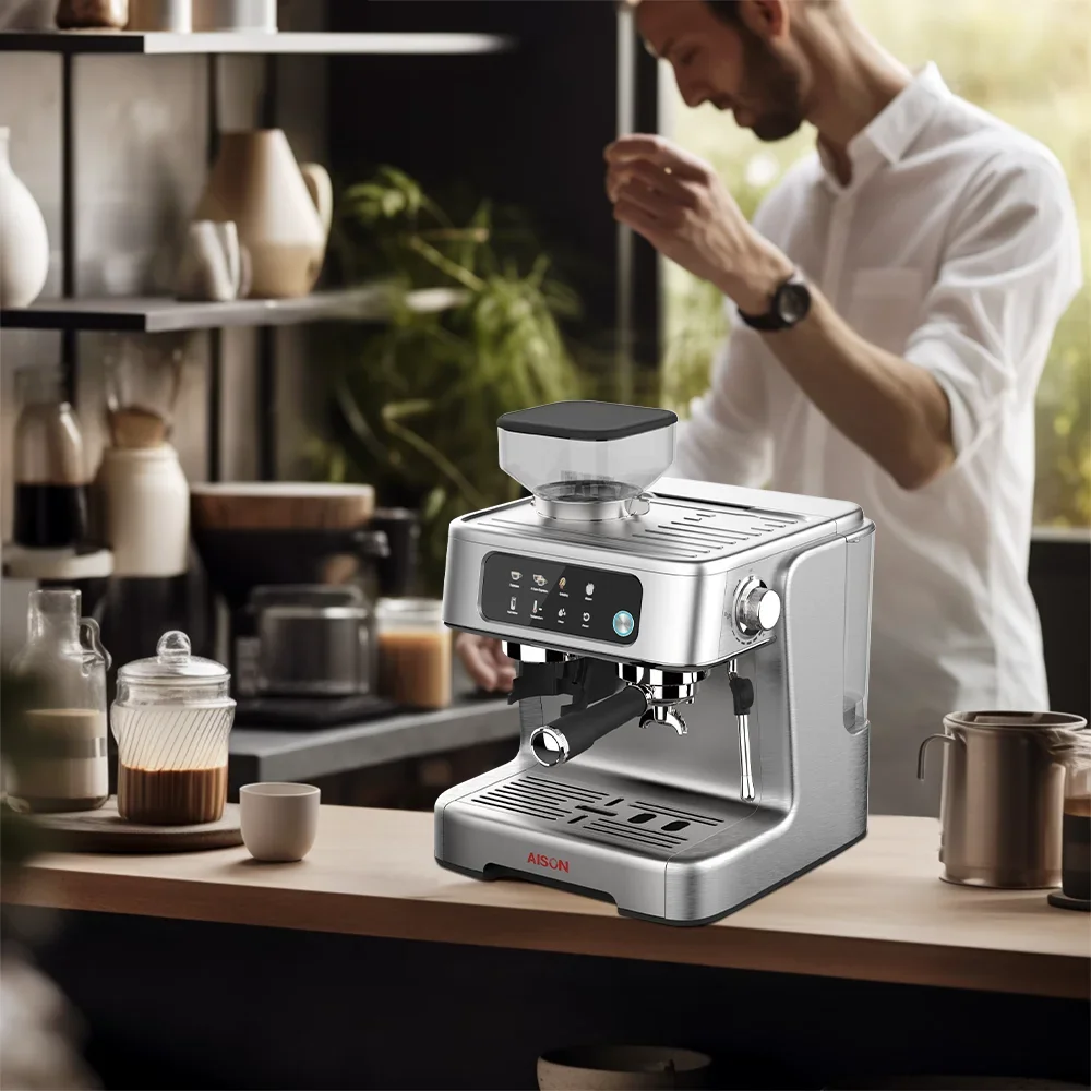 Thuis Draagbare Espressomachine Semi-Automatische Cafémachine Cappuccino Met Digitale Knop