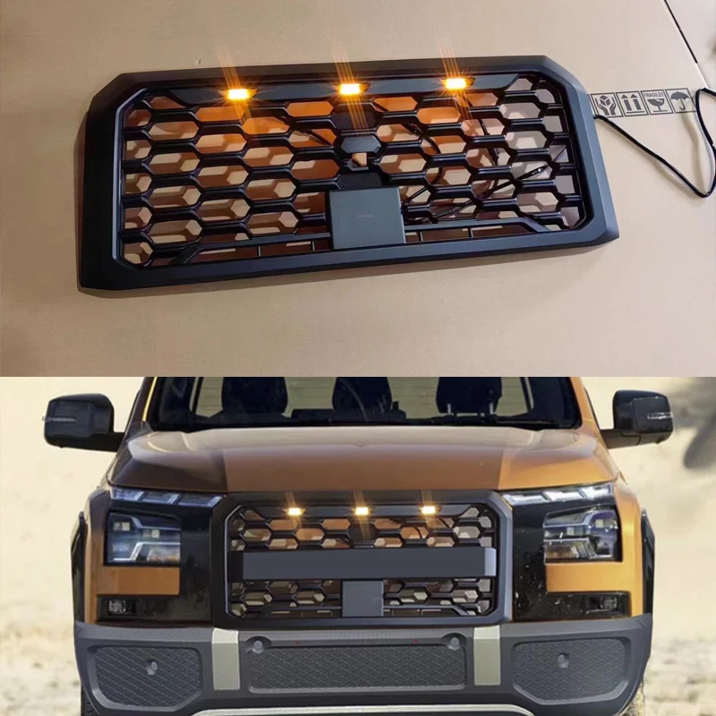 

For Mitsubishi Grille For Triton L200 2024 2025 Front Grill Bumper Mask Abs LED Grill Racing Grills Auto Accessories