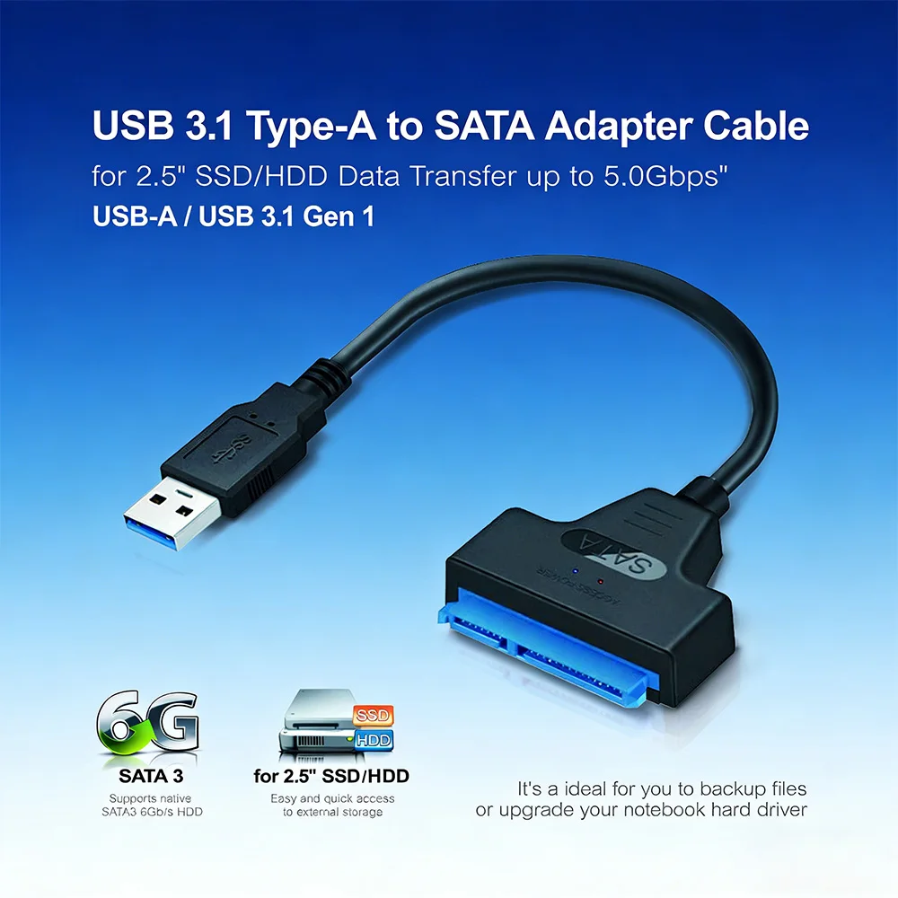 

USB 3.0 SATA Hard Drive Adapter Cable SATA Hard Drive External Converter Cable for 2.5 Inch SSD & HDD Data Transfer Support UASP