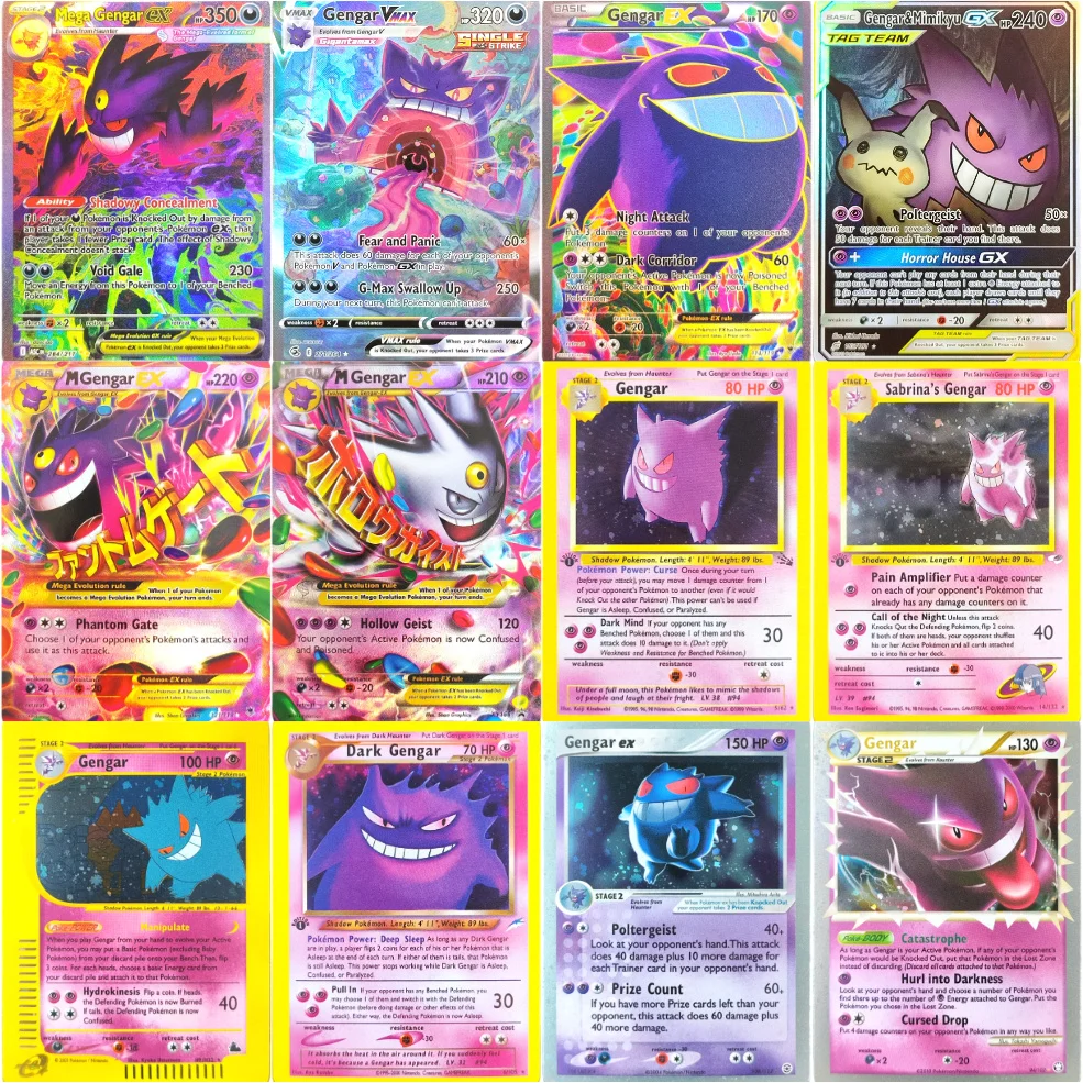 Carte Pokémon Proxy Anglaise Gengar GX EX Vmax PTCG Collection Jeu de Cartes à Collectionner