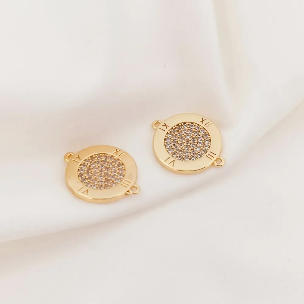 

Diy Handmade Jewelry Material for 14K Gold-plated and Zircon Round Double Chain Bracelet Pendant