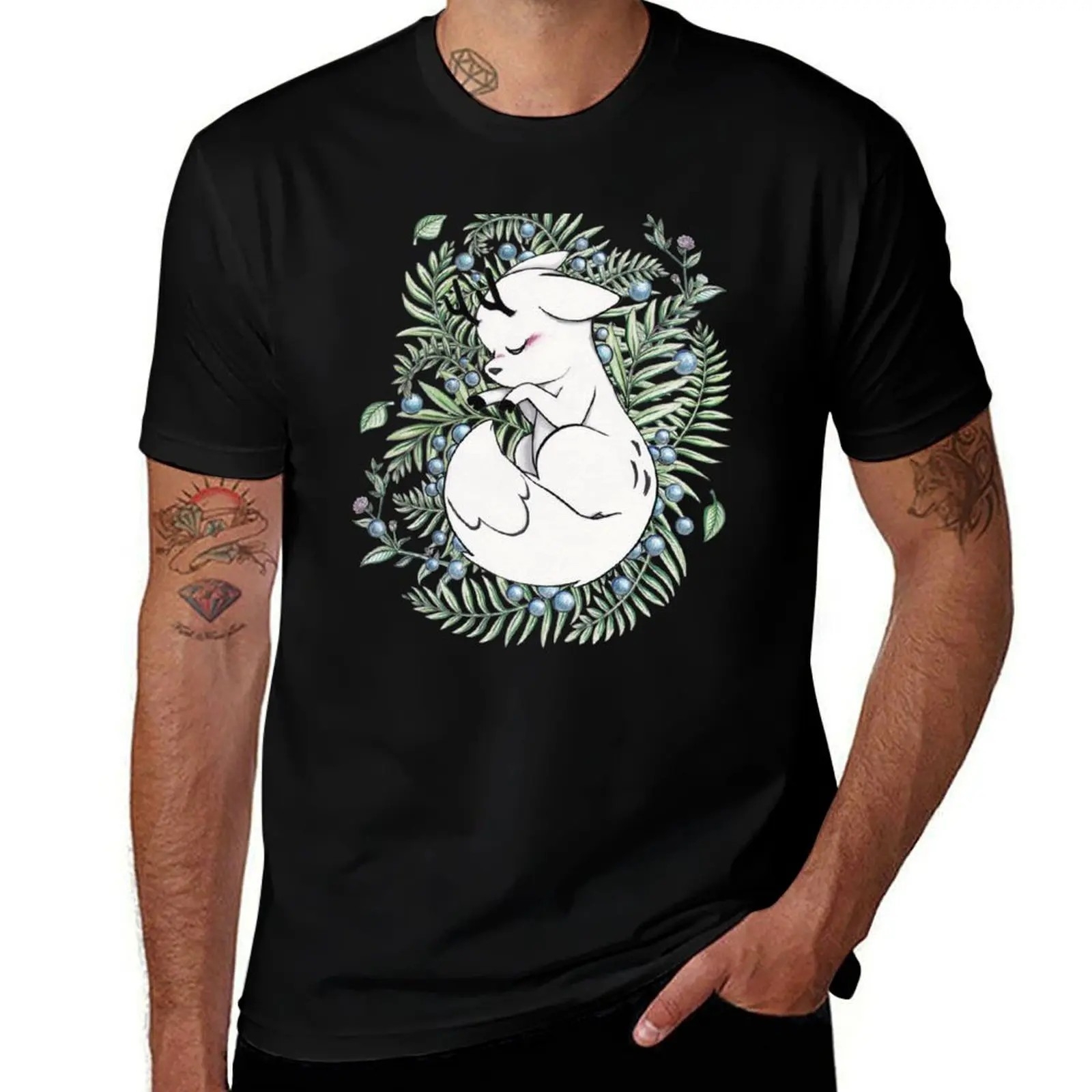 Deer Fox T-Shirt Basic Comfort Fit T-Shirt for Men