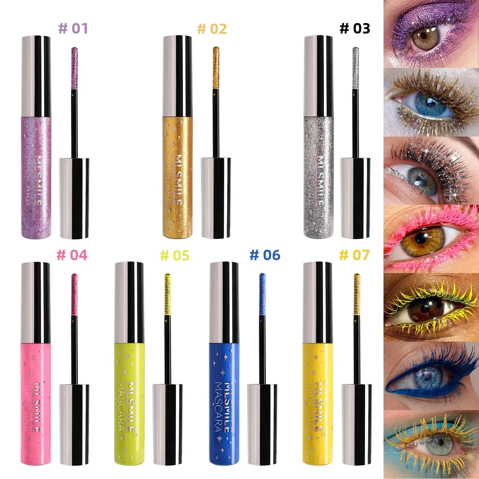 Mascara nacré diamant imperméable à séchage rapide, longue durée, sans bavures, recourbé, volumateur, rehausseur de cils à paillettes