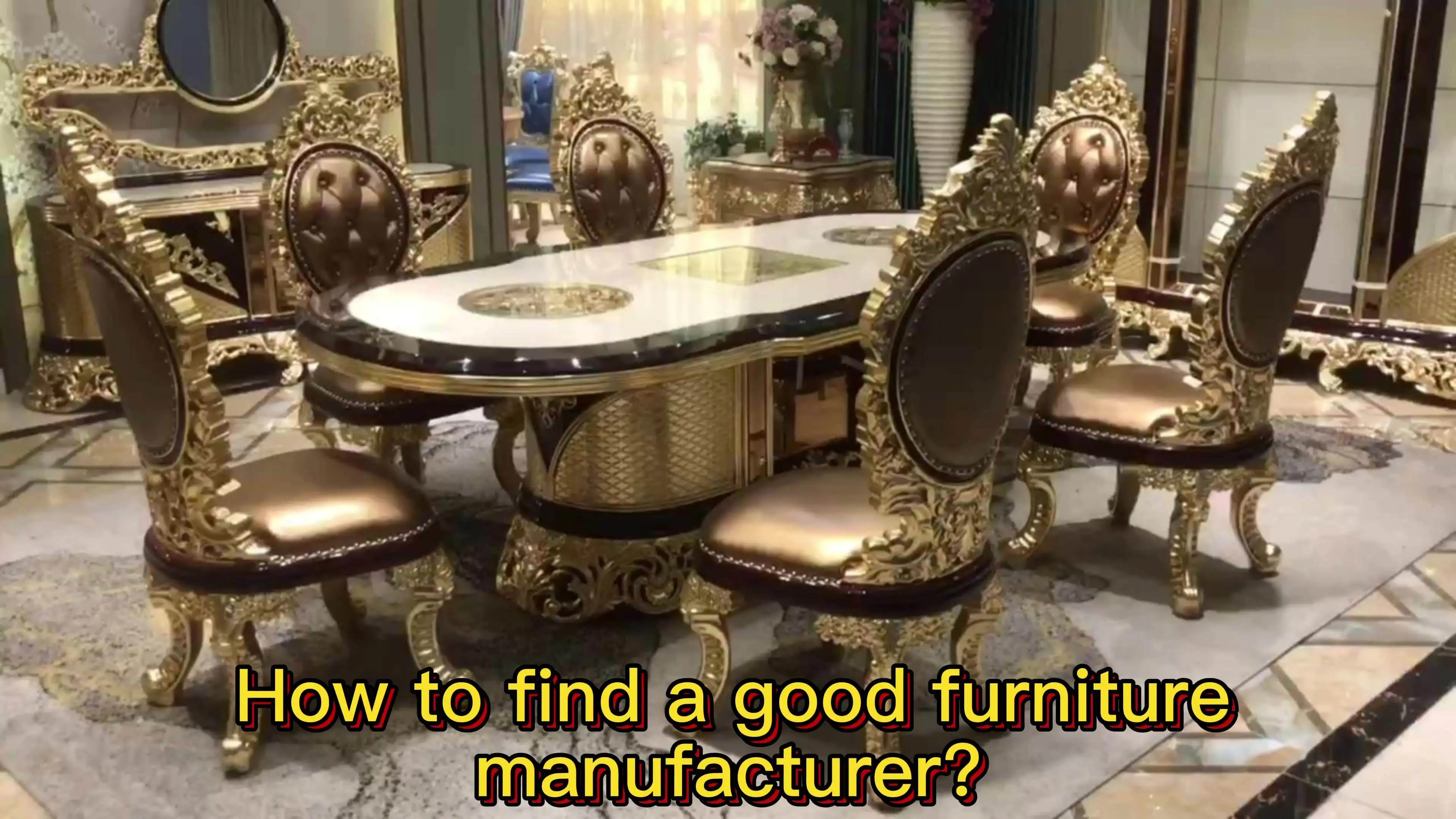 European royal dining table set 6 seater luxury dining table solid wooden table and chair French dining room furniture