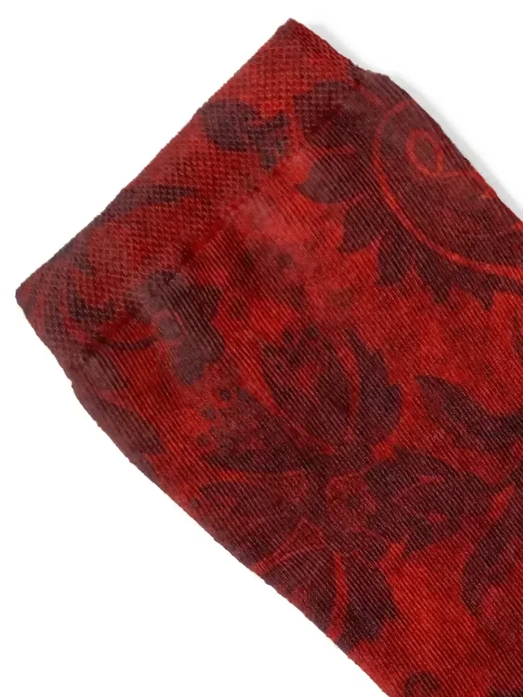 Deep Red Antique Damask Socks retro designer brand sheer Socks Men Women's