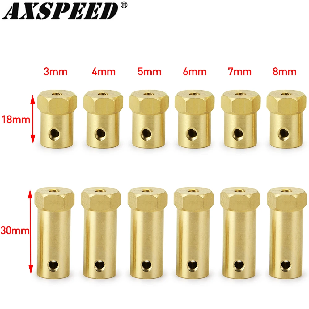 AXSPEED 4PCS 12mm Wiel Hex Koppeling Koppeling Messing Mouw Adapter Band Connector 3/4/5/6/7/8/mm voor RC Boot Auto Onderdelen