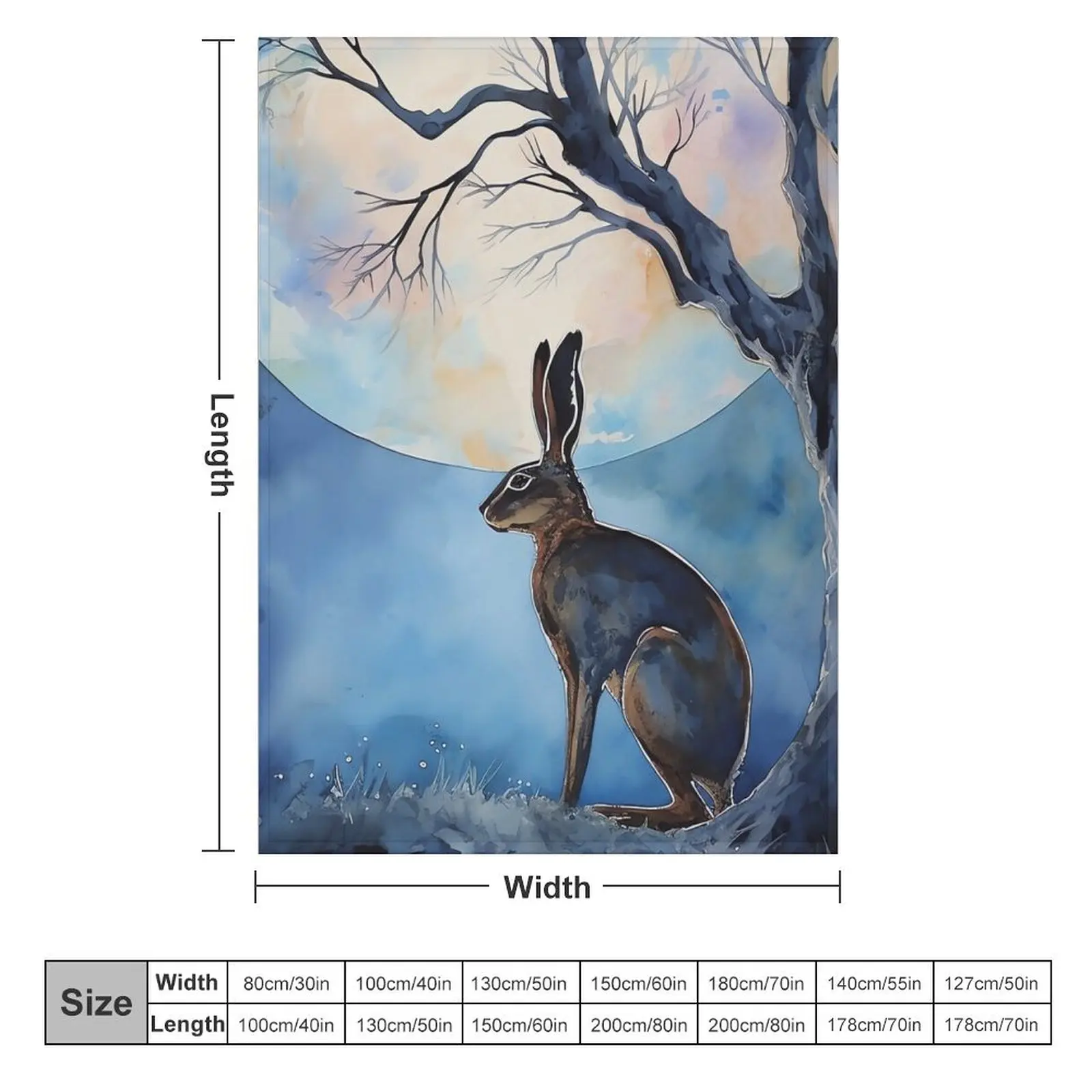 Moon Gazing Hare Throw Blanket Beautifuls Plush Blankets