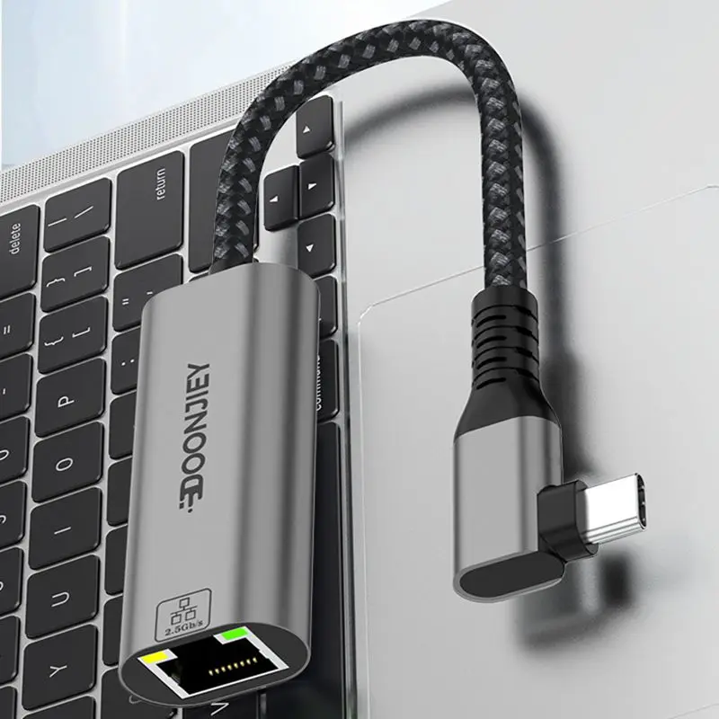 90 ° Bend TYPE-C to 10G/1G Ethernet Port Adapter Plug and Play HUB Wired Ethernet External USB Network Card Network Conversion