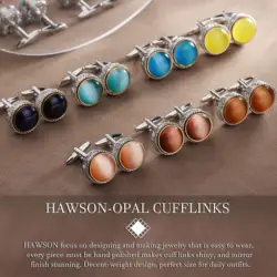 19mm HAWSON Colorful Stone Cufflinks Natural Cat Eye Stone Cufflinks for Men Luxury Wedding Shirt Accessories Cuff Button