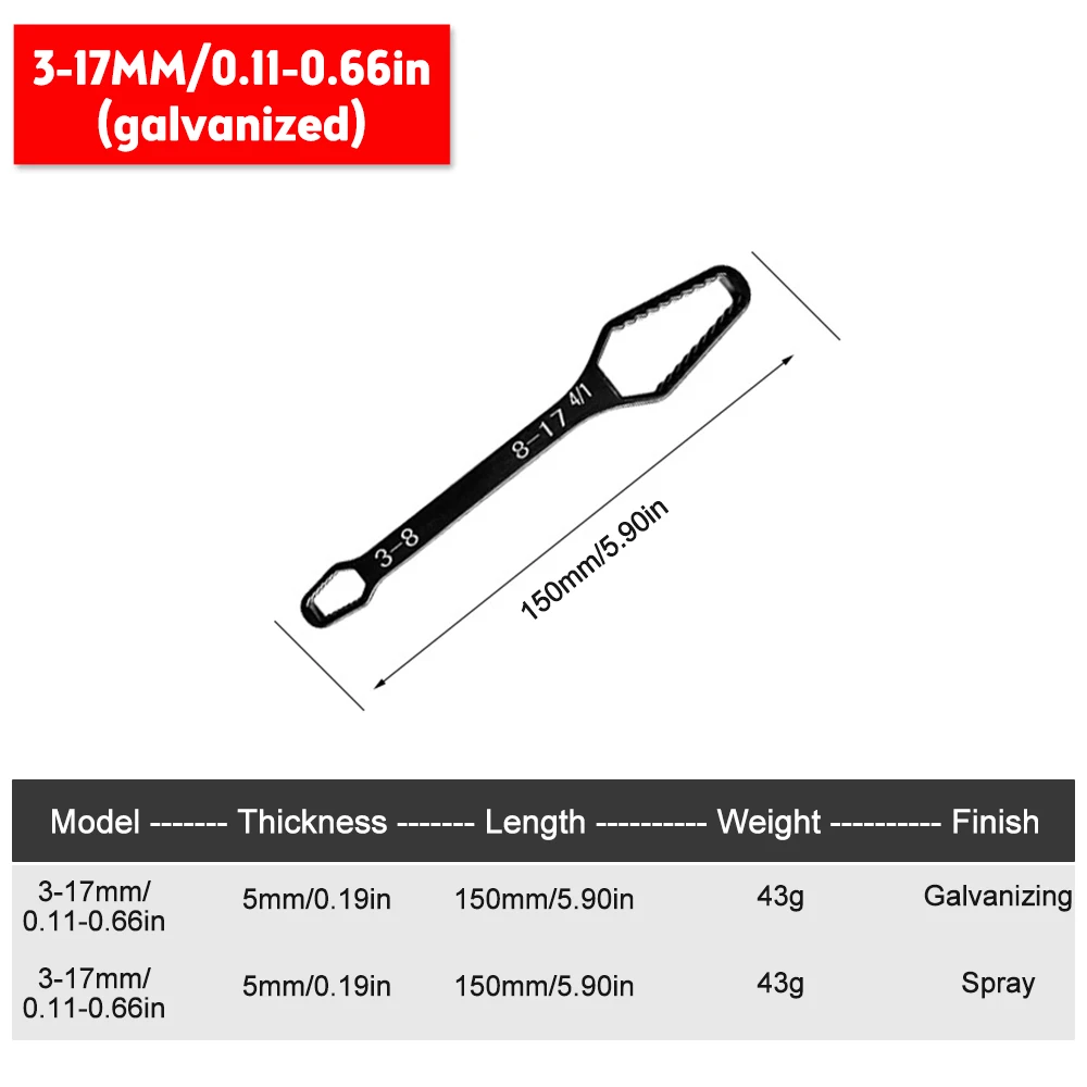 Universal Torx Wrench Board Self Tightening 3-17mm Adjustable Wrench Double Head Torx Spanner Wrencner Wrench Multi-purpose Tool