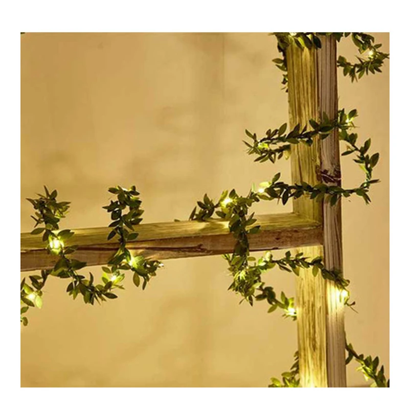 Ghirlanda di foglie minuscole verdi, luce della stringa di vite, a batteria, festa di nozze, vacanze di natale, decorazione del Patio, 2m, 20led