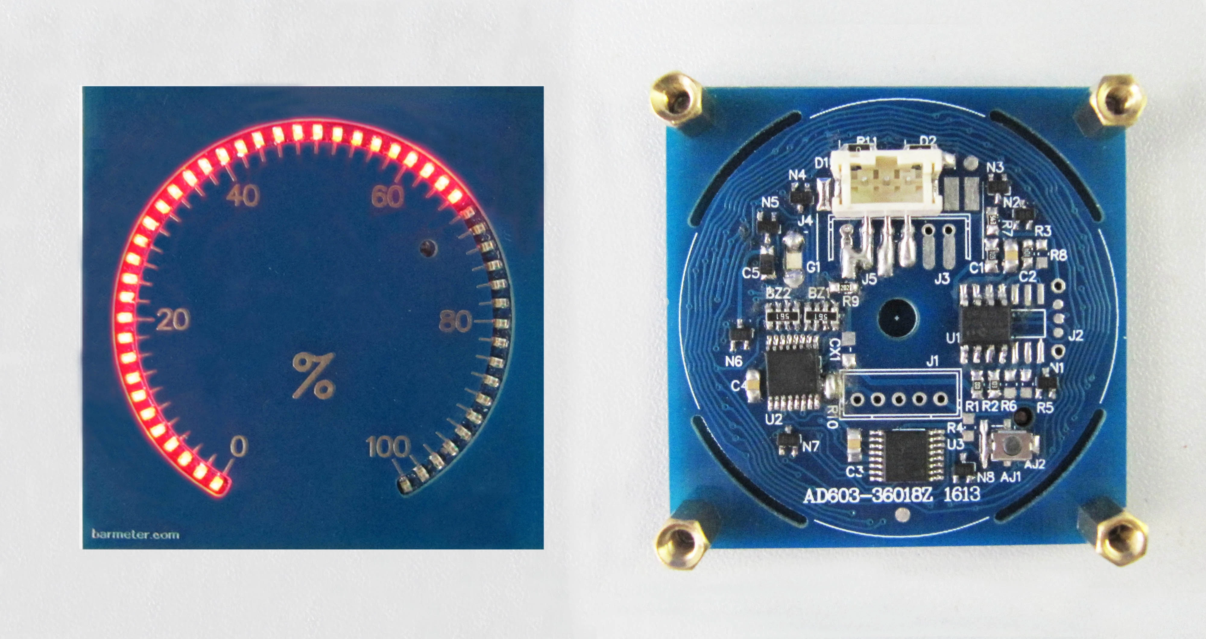 51seg LED circular tachometer  indicator, automatic dimming 300 degrees, DC5V power supply, 0-5V input signal, Red (057011B)