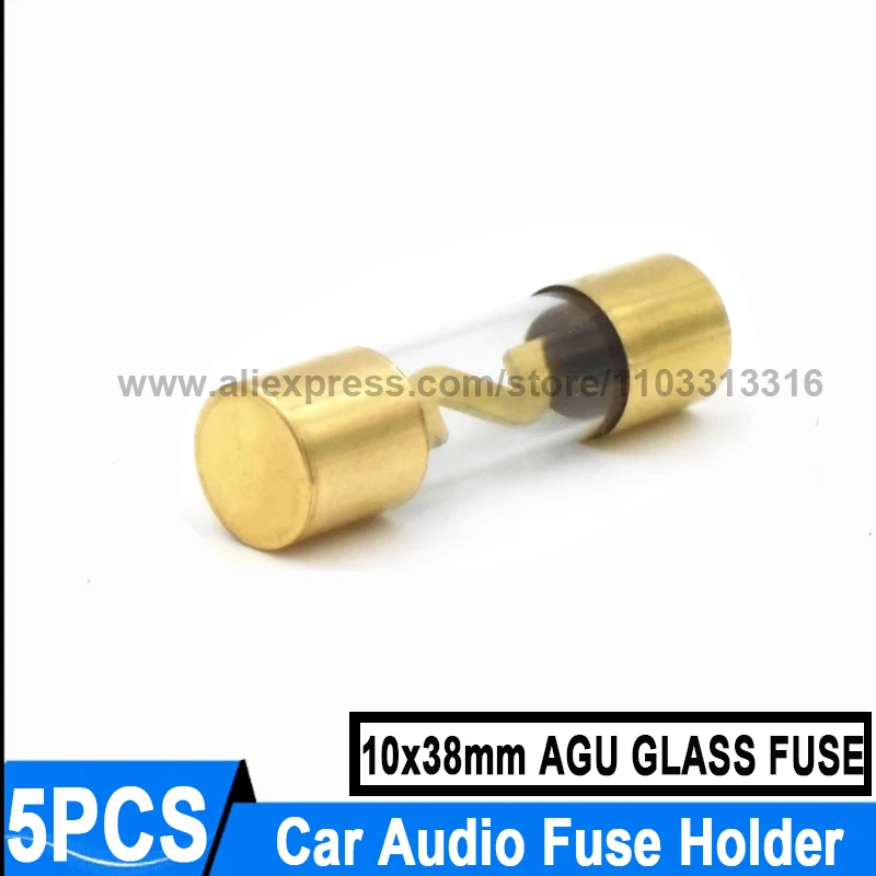 10*38mm Car Audio Fuse Tube Holder AGU Gold-plated Glass Fuse 100A 80A 70A 60A 50A 40A 30A 25A 20A 15A 10A AGU Fuse holder