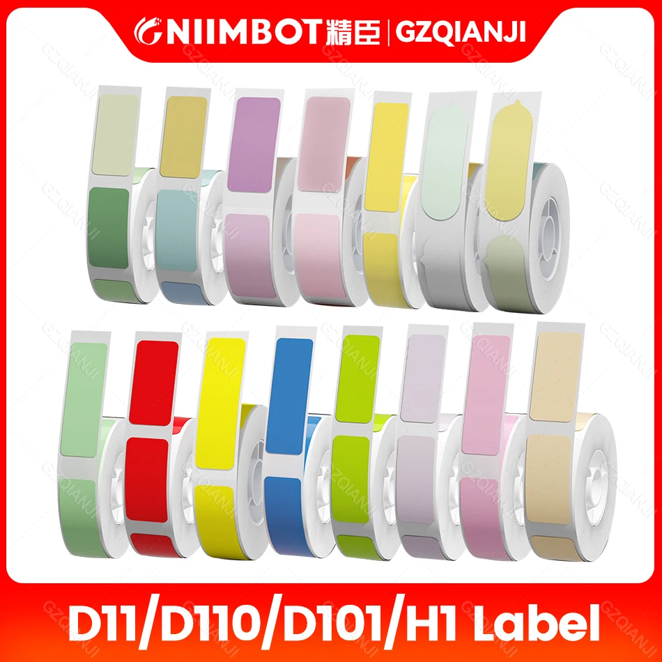 Niimbot-impresora de etiquetas D11 D110 D101, reemplazo de cinta adhesiva transparente, colorida, blanca, papel de máquina de etiquetas,