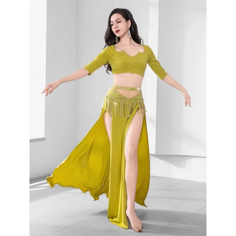 customized Belly dance costume hot diamond tassel Eastern dance clothes practice dress light luxury performance costume set