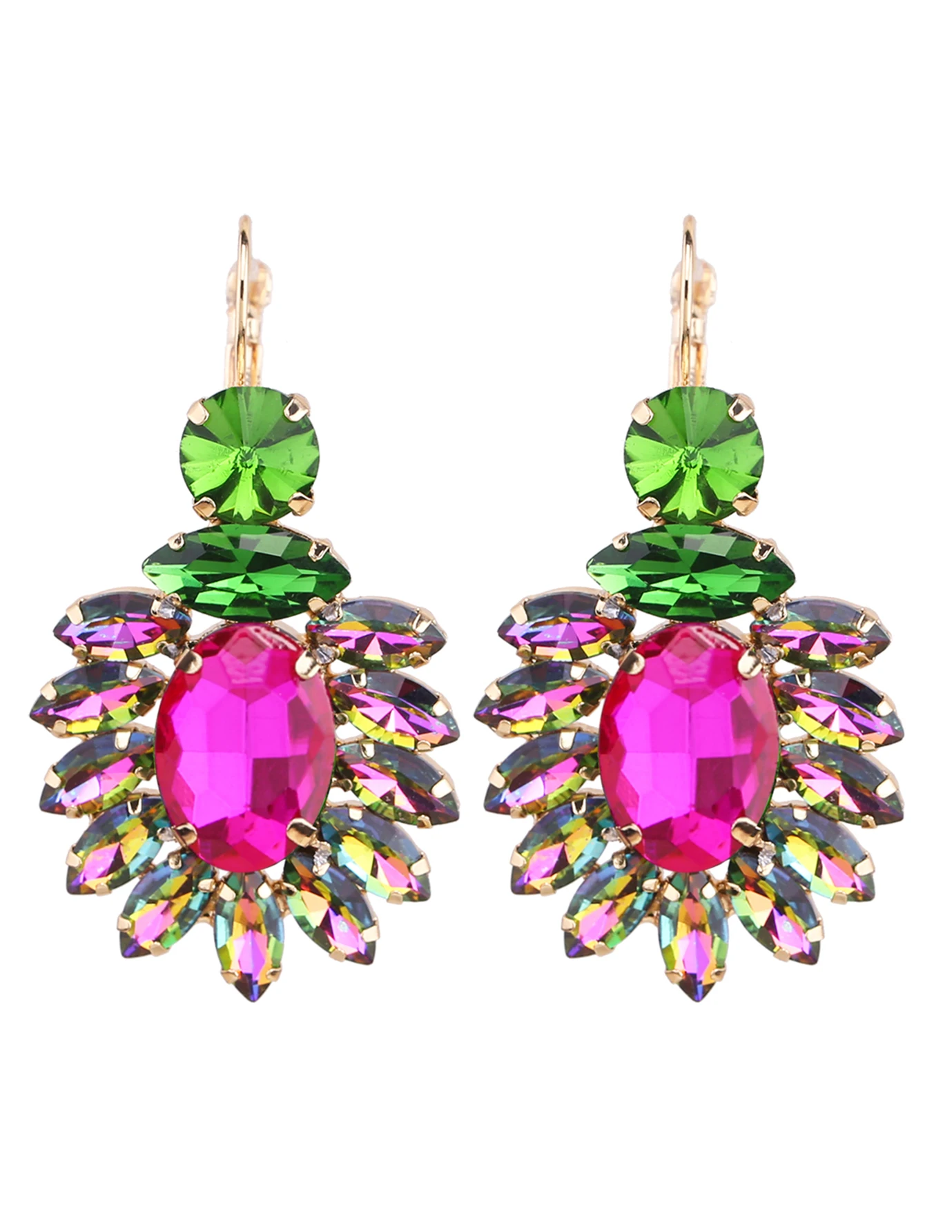 Luxury Woman Colorful Rhinestone Women Earrings Earring Exaggerated Decoration Boutique Shiny Jewelry Accessories For Lady Party