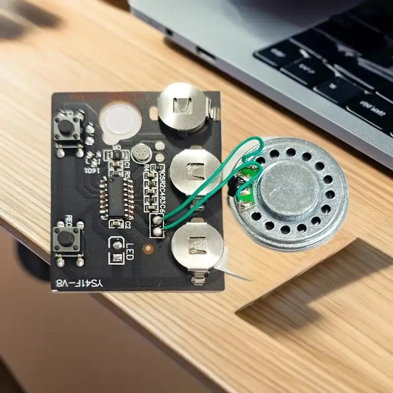 قطعة واحدة من رقاقة تسجيل تشغيل الصوت 60 ثانية لملحقات بطاقات المعايدة، التحكم بزر مزدوج