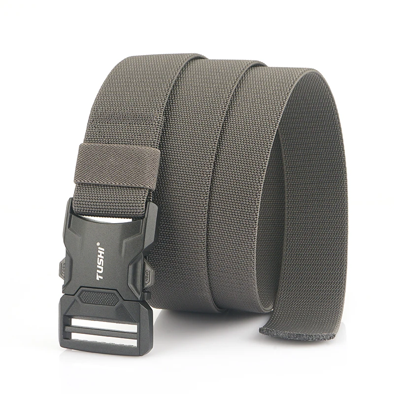 VATLTY New Tactical Type Elastic Belt for Men Quick Release Aluminum alloy Buckle Military Belt Black Work Belt Girdle Male