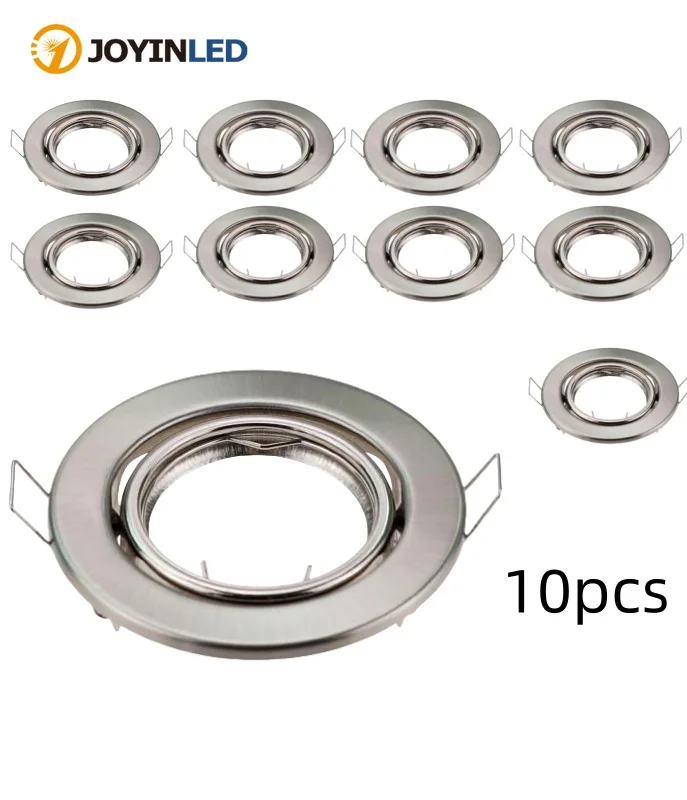 10pcs High Quality Nickel Round 70mm Cut Out Style MR16 GU5.3 Round Recessed Ceiling Indoor Spot Light Holders Spot Lamp Frame