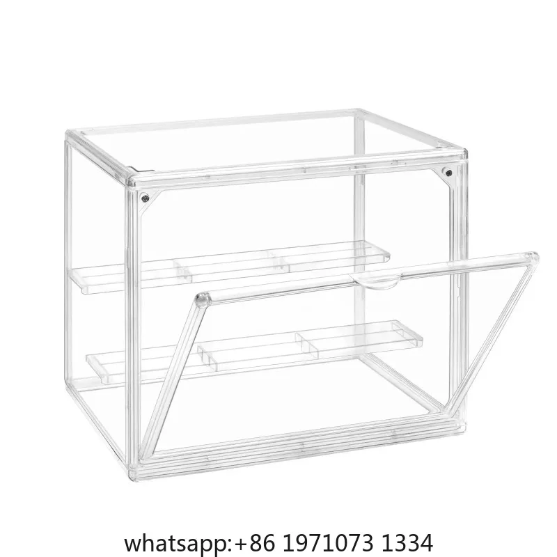 Clear Acrylic Display Case – Dustproof with Openable Door & Removable 2-Tier Shelves, Easy to Assemble | For Figures/Models