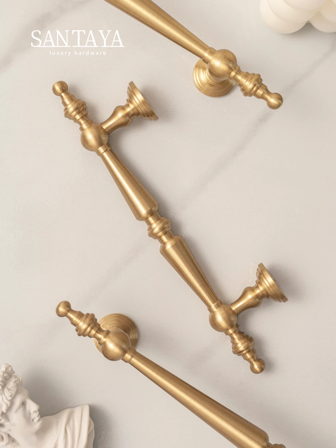 SANTAYA Solid Brass Kitchen Cabinet Handles Drawer Pulls T Bar Handles Knobs Wardrobe Furniture Handle Hardware Door Knocker