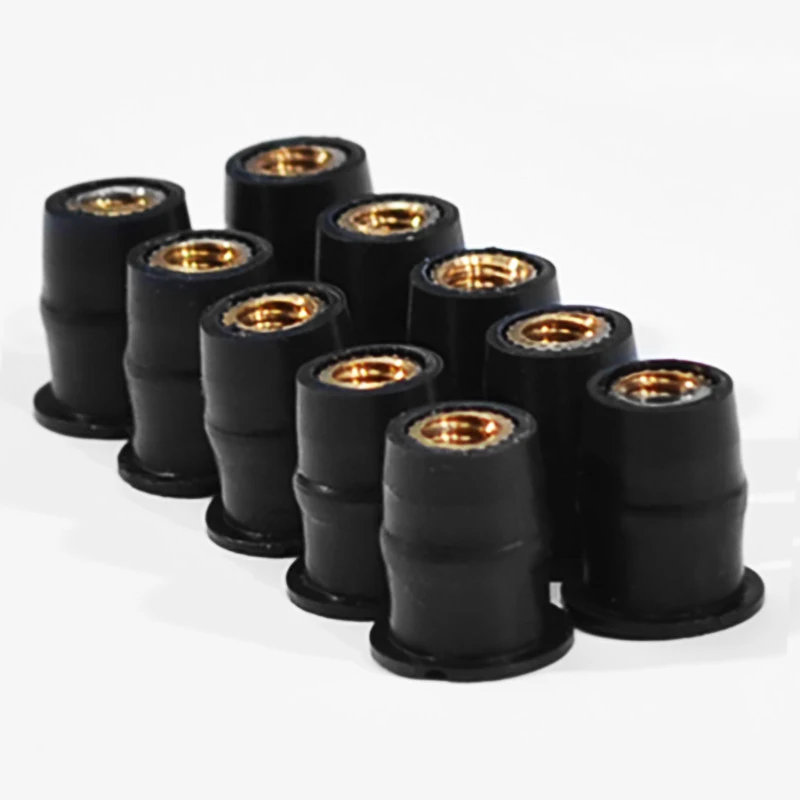 10/30Pcs M5 M6 Well Nut Metric Rubber Motorcycle Windshield Rubber Rivet Nut with Accessories for Honda for Suzuki