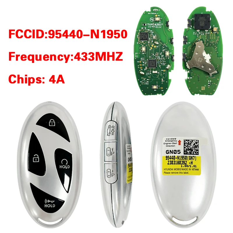

CN020400 OEM PN 95440-N1950 For Hyundai Grandeur 2023-2025 Smart Remote Key 433MHZ 4A Chip 7 Buttons TQ8-FOB-4F61U43