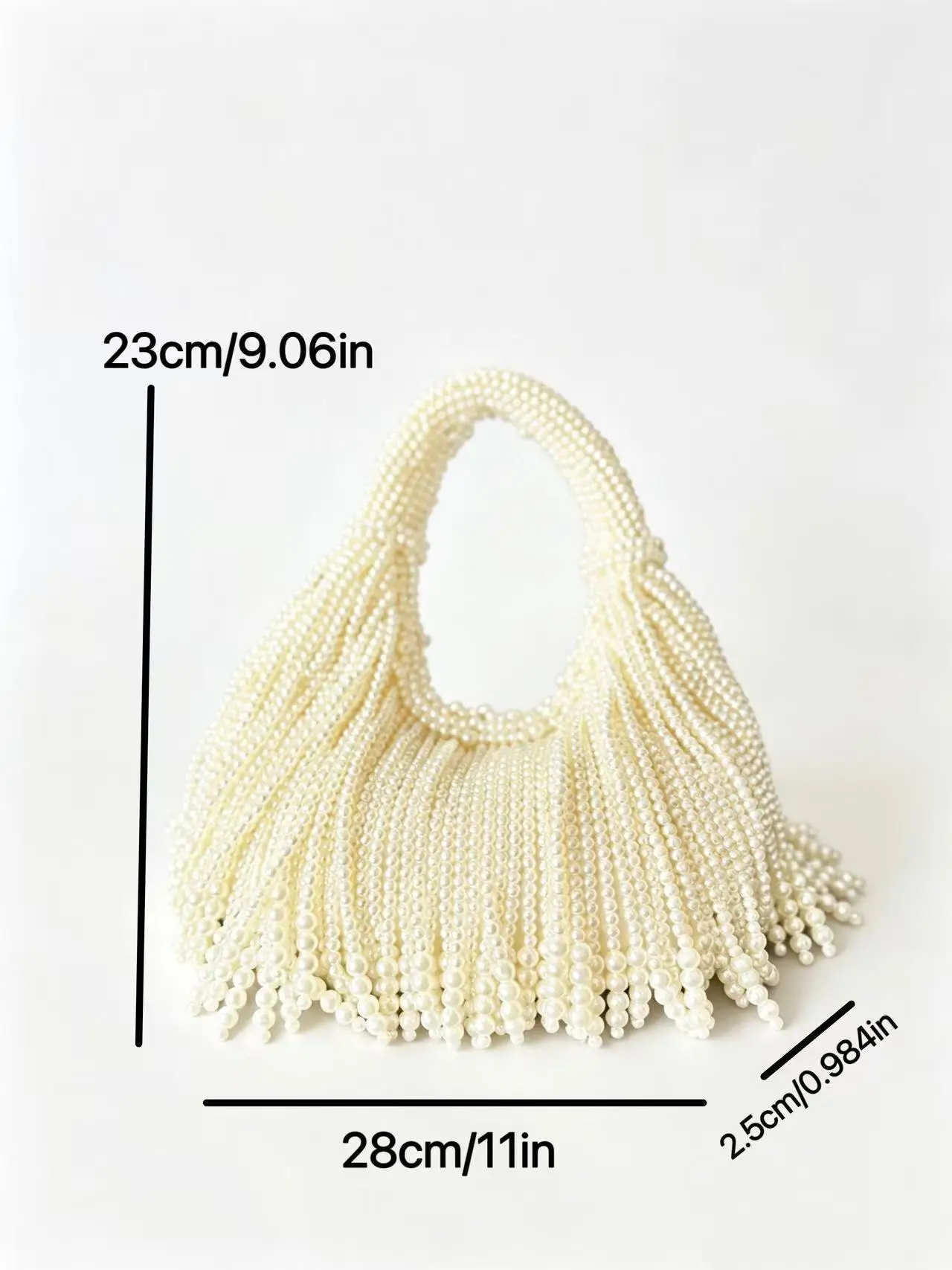 Luxury Handmade Faux Pearl Beaded Evening Clutch, Vintage Fringe Detail Shoulder Bag, Elegant Party Wedding Handbag for Women image 5