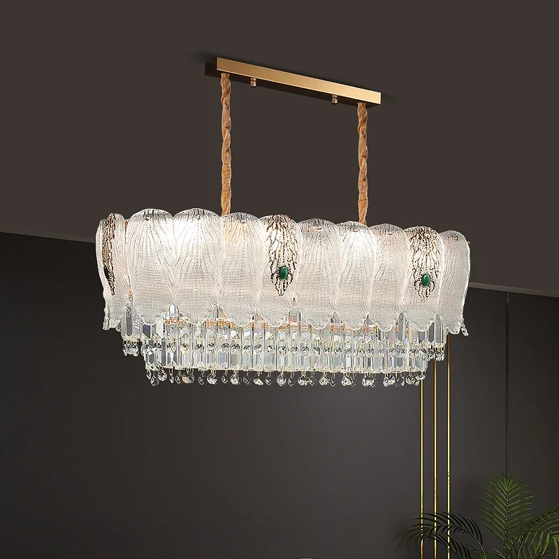 

Modern Simple Living Room Hanging Glass Chandelier High-end Atmospheric Villa Hall Dining Room Crystal Bedroom Pendant Light