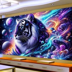 Diy Fantasy Space Blue Tiger Diamond Painting New 2025 Mystical Animal Large Size Full Mosaic Diamond Embroidery Home Decor