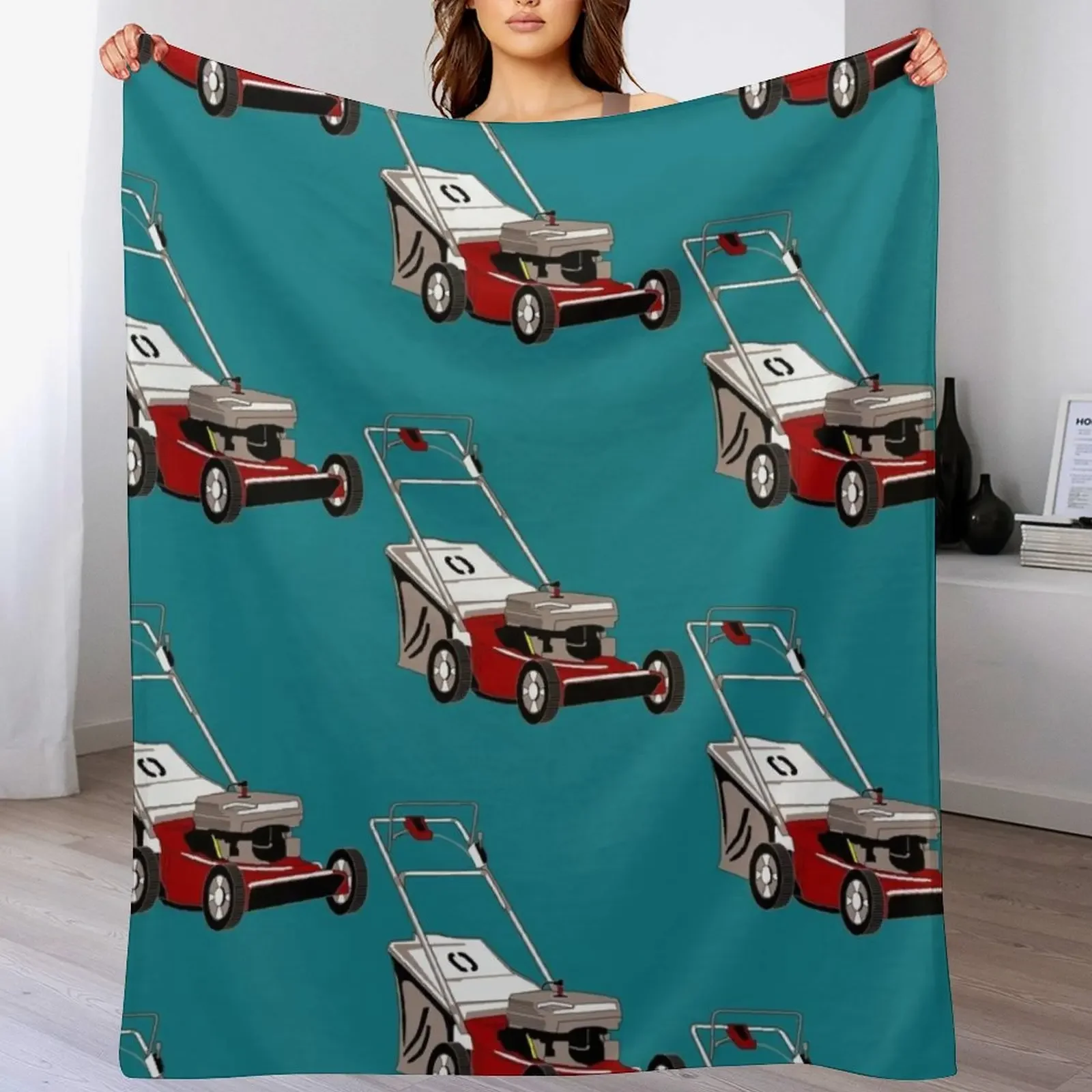 Lawnmower with Bagger Throw Blanket Soft Bedroom Blanket for Night Sleeping