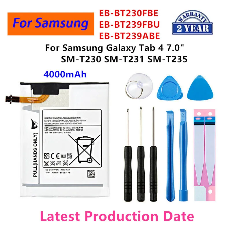 

Brand New Tablet EB-BT230FBE EB-BT239FBU EB-BT239ABE 4000mAh Battery For Samsung Galaxy Tab 4 7.0" SM-T230/T231/T235+Tools