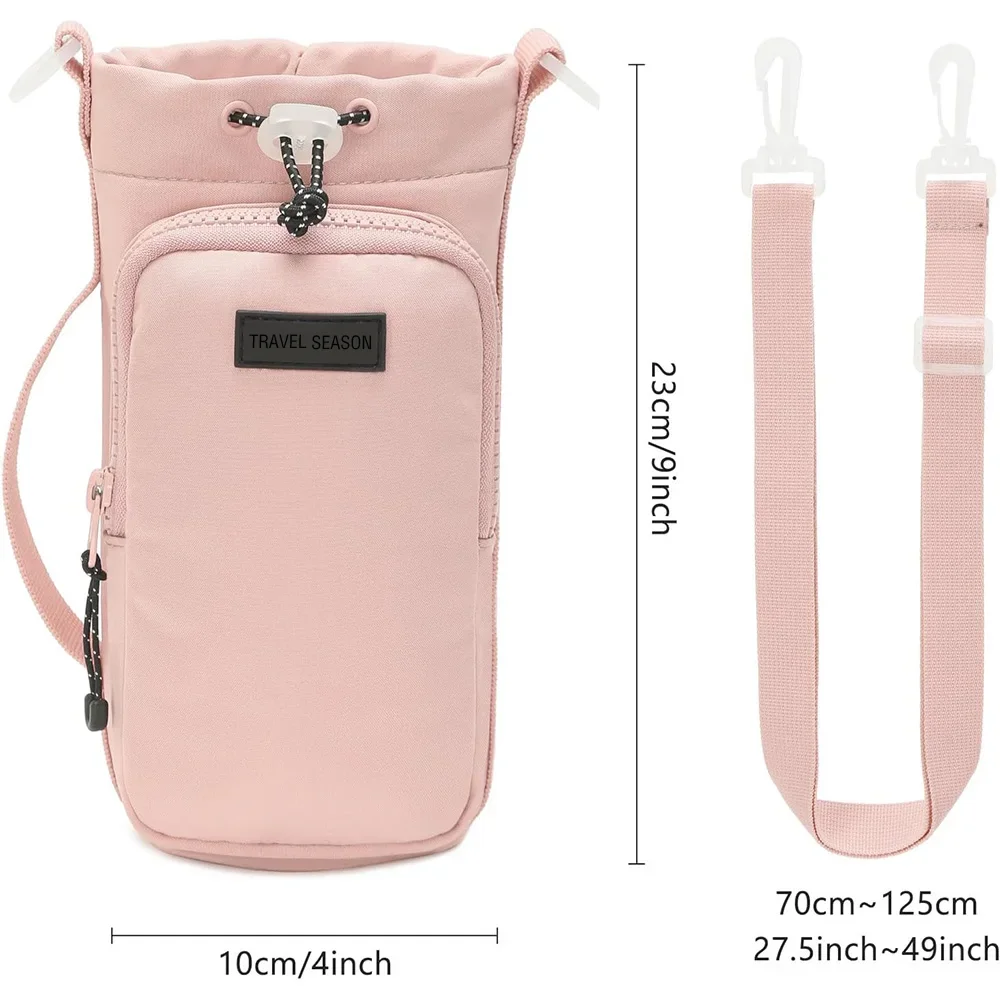 Portable Water Bottle Bag with Adjustable Shoulder Strap Water Bottle Sleeve for Walking Hiking Camping Gym view 3