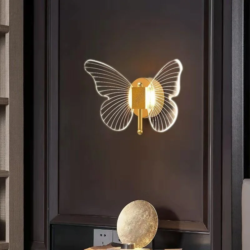 

Butterfly Lamp LED Nordic Wall Lamp Bedroom Bedside Creative Lamp Living Room Background Wall Decoration Lamps