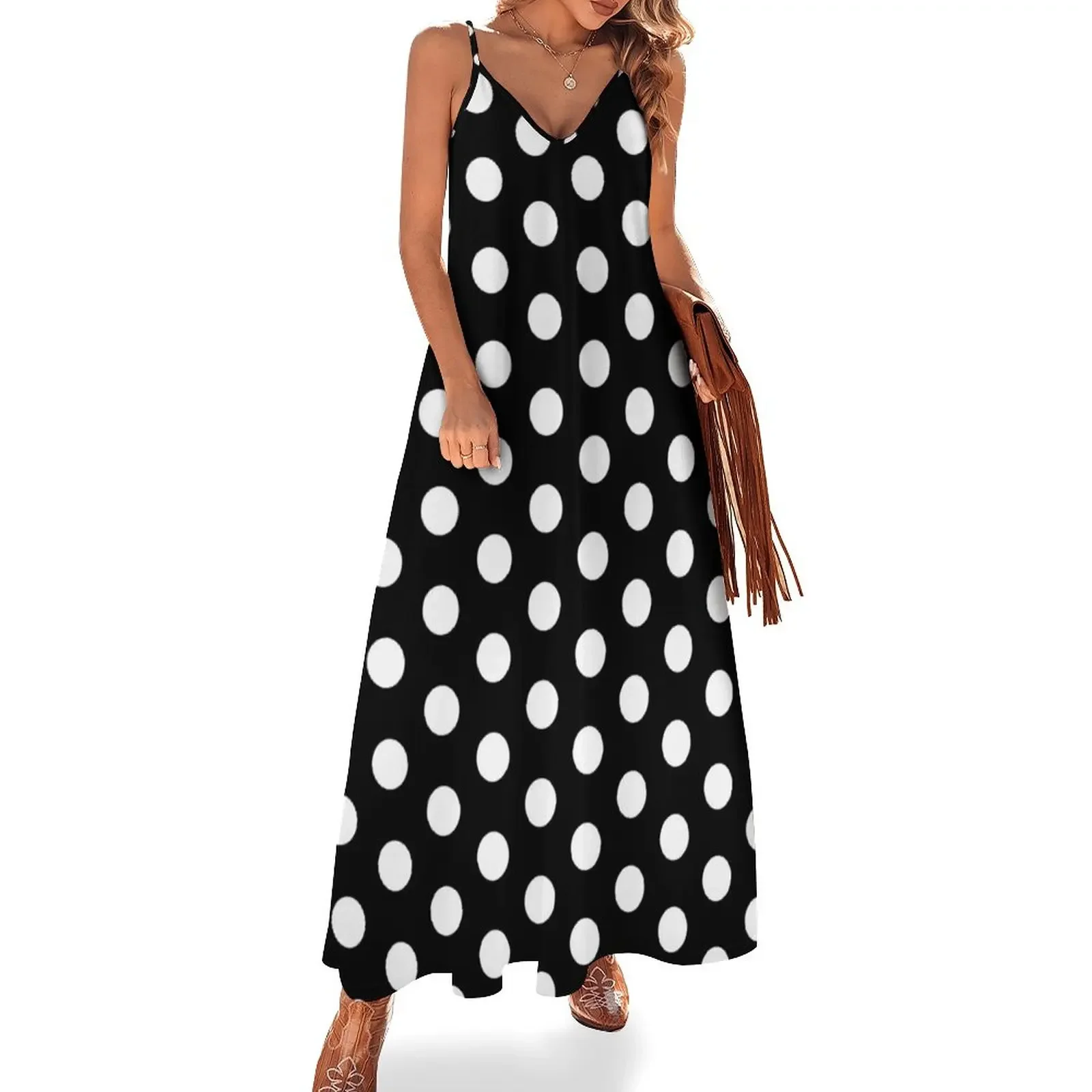 

Polka Dot Dress - White Repeating Pattern Dots Sleeveless Dress dress for women summer purple loose summer