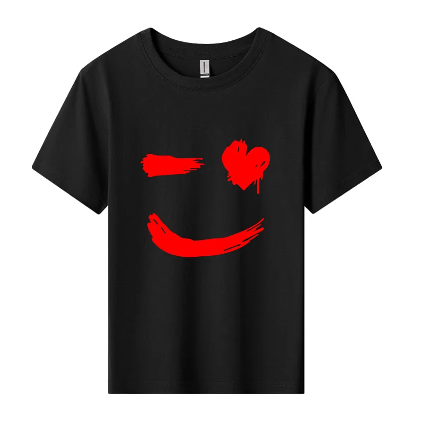 Summer Children Cute Short-sleeved Boys and Girls Tee Funny Smiling Face Tshirt Comfortable Joker Short Sleeves Fashion Kids Top