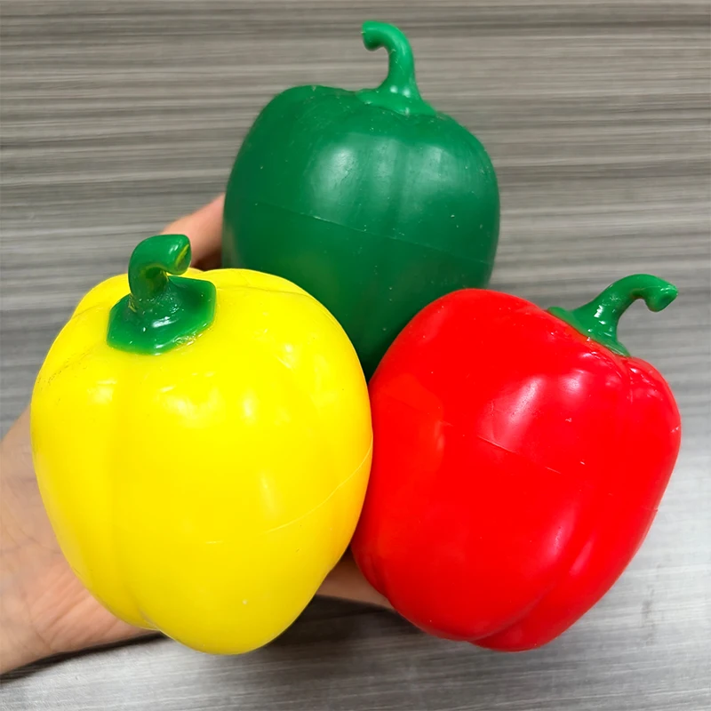 Bell Pepper Crunchy Squishy Squeeze Toy Round Blocks Filled Stress Relief Fidget Toy ASMR Sensory Decompression Toy Gifts Adult