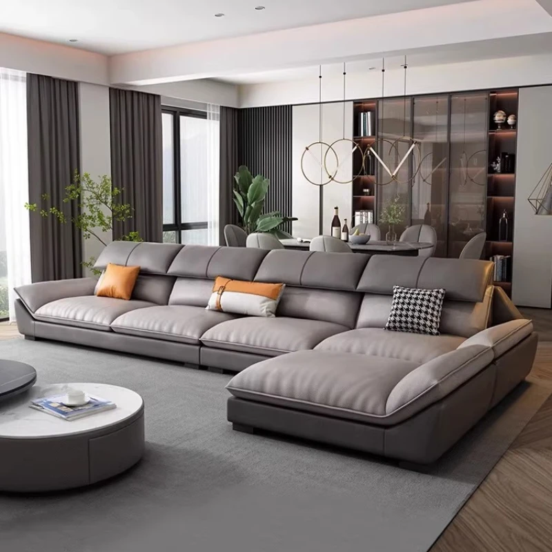 

Sofa living room modern simple small apartment three or four people latex leather sofa cat scratch skin