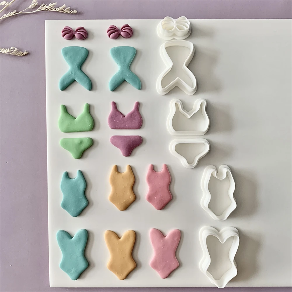 Bikini-förmiger Polymer-Ton-Ohrring-Schneider, Sommerurlaub, Strand, baumelnde Tonformen für Anhänger, Schmuck, handgefertigte Schneidwerkzeuge – Detail 3