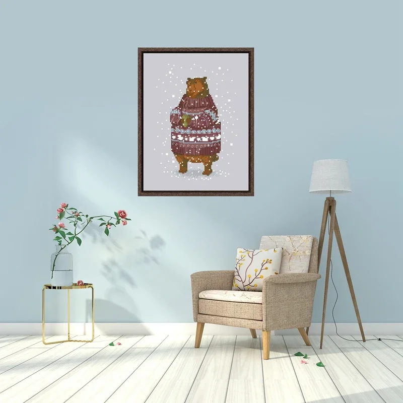 Animals in Sweaters - Beaver cross stitch kit cute 18ct 14ct 11ct silver canvas cotton embroidery DIY handmade wall decor