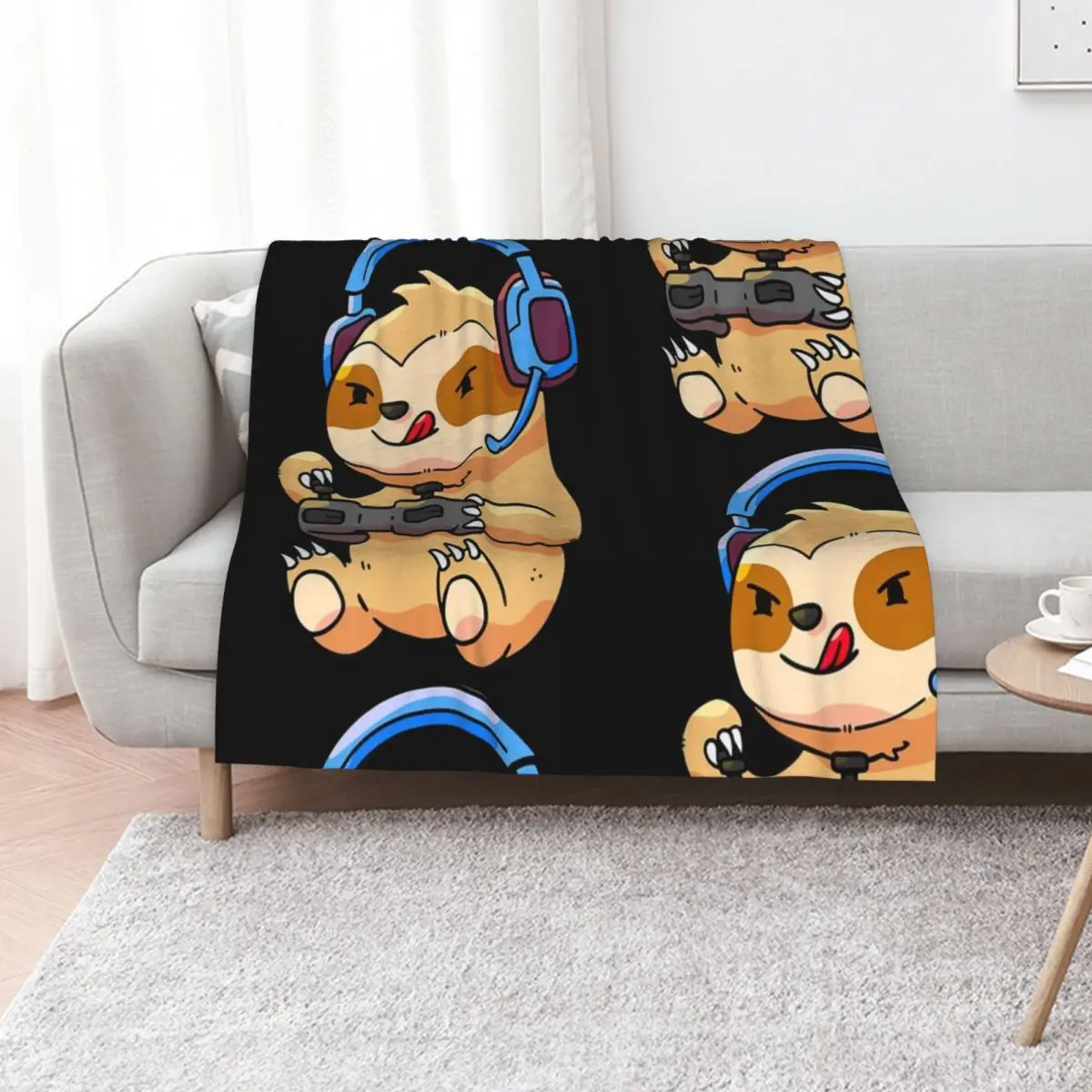 Gamer Sloth Gaming Sloths Video Game Gift Throw Blanket Soft Cozy Blanket for Pet Kids Adults