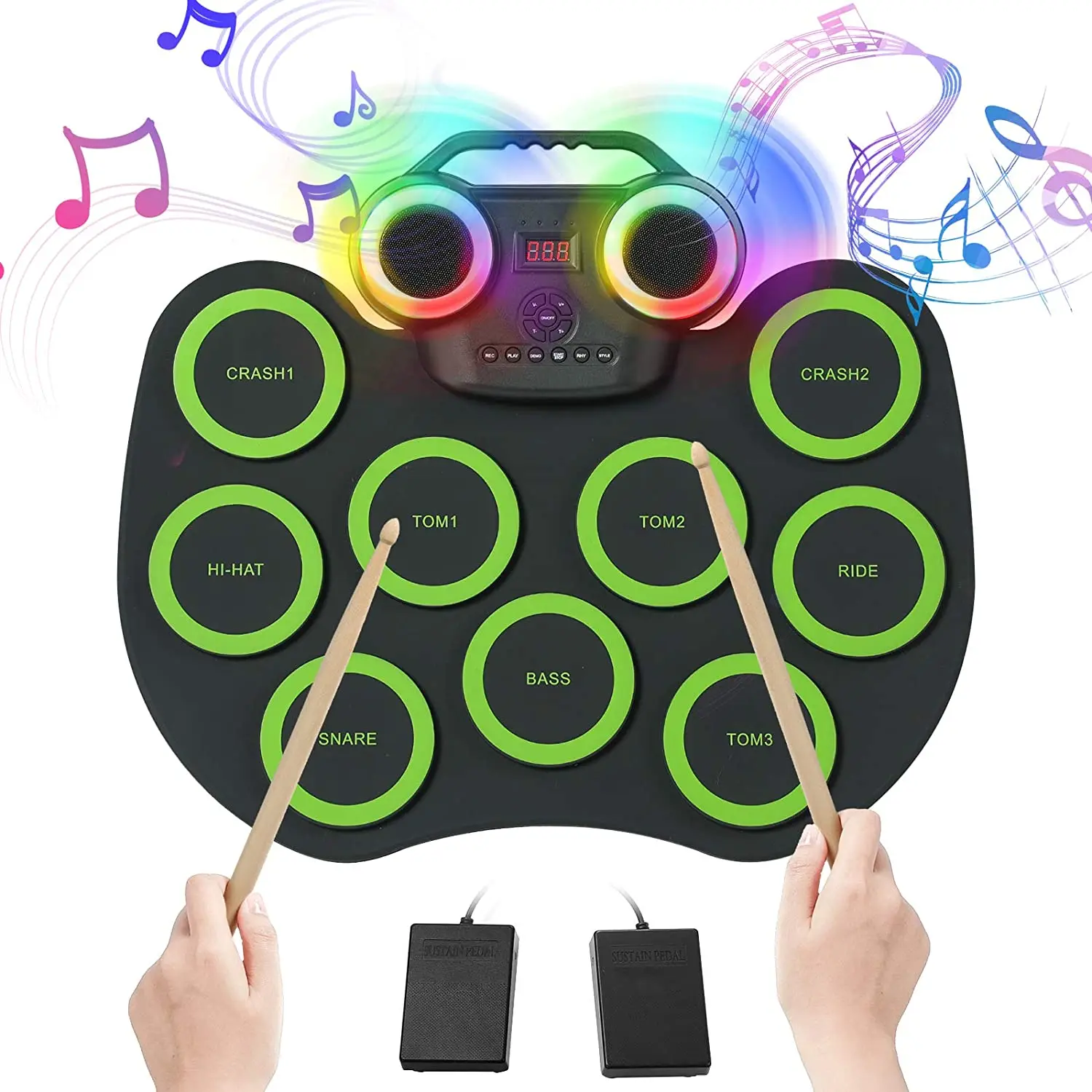 Toy Practice Bass Cymbal Drumset Musical Instrument Percussion Kit Electric Snare Pad Electronic Drum Set