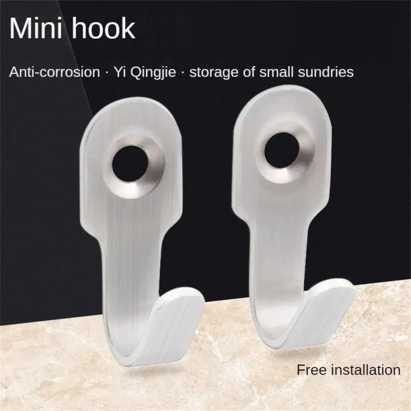 Bathroom Hook Good Load Bearing Stainless Steel Material Solid Steel Coat Hook Cabinet Single Hook Thickened Clothes Hook Silver