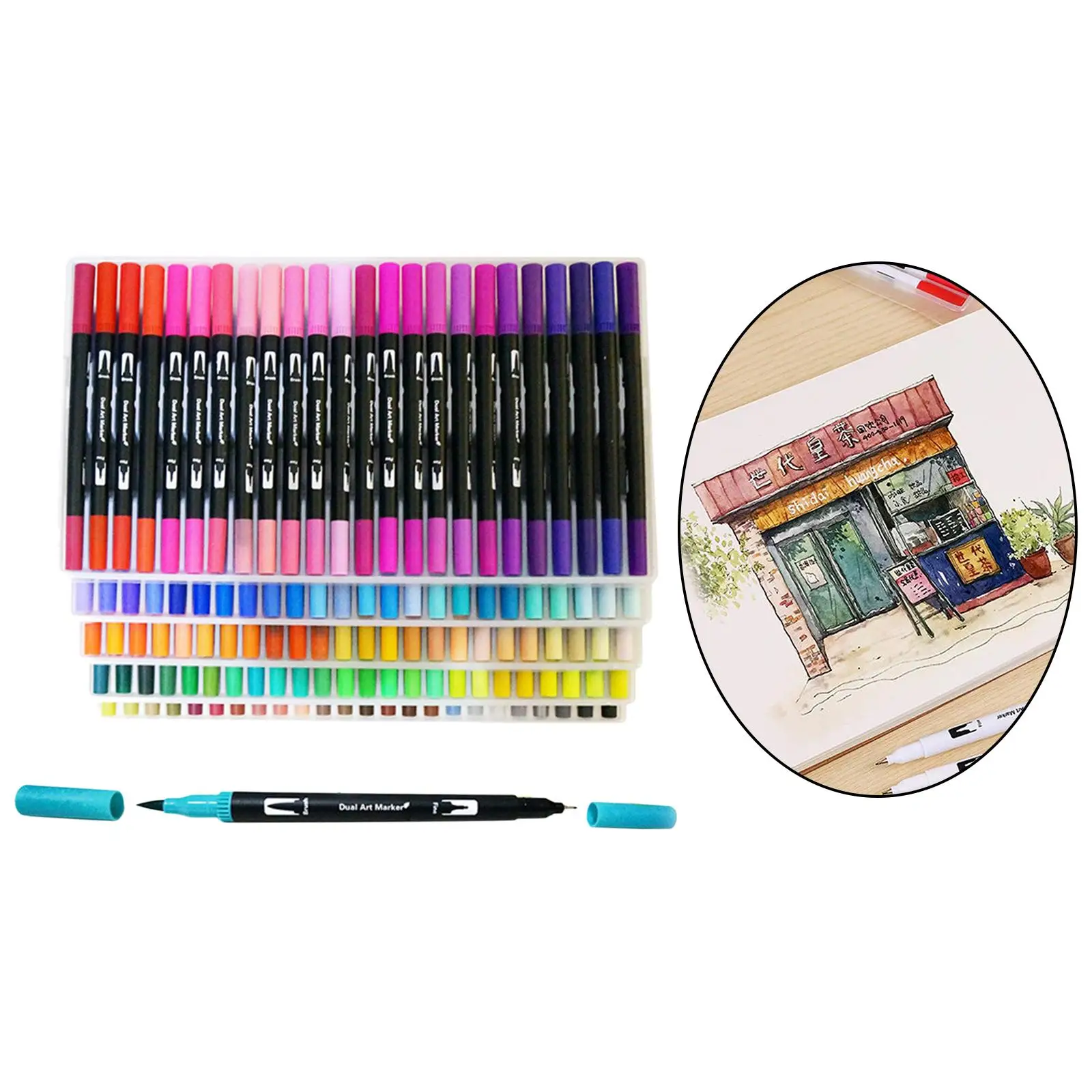 120Color Paint Brush Pens Art Marker Pen Water-based Pens Kids Taking