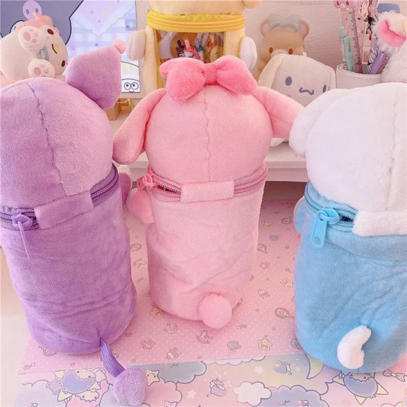 Imagem -04 - Kuromi Cinnamoroll Estojo de Lápis de Pelúcia Minha Melodia Pompom Purin Boneca dos Desenhos Animados Caixa de Canetas Anime Brinquedos para Meninas Presente 2024