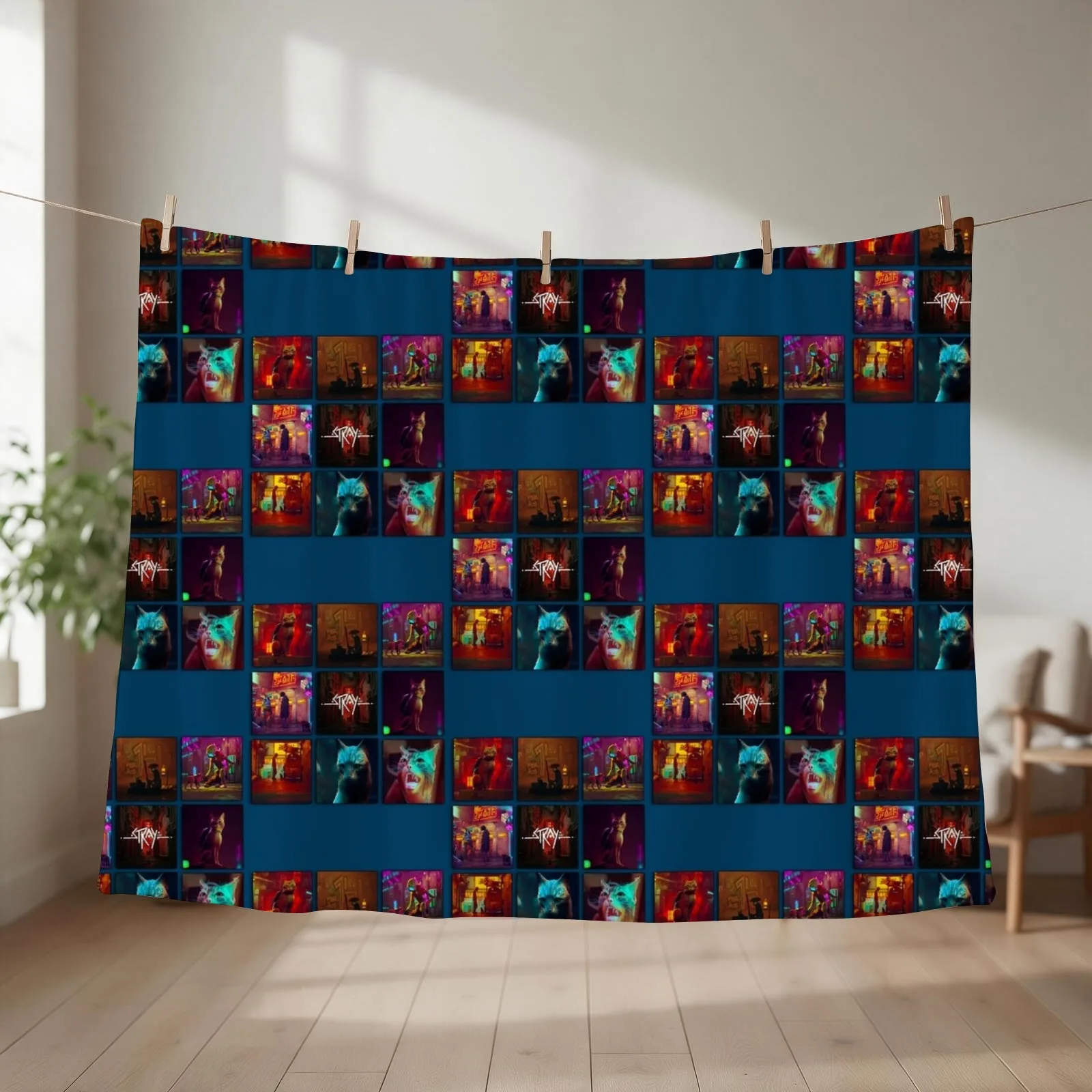 Stray Game - Cat Game - 9 image of stray game Throw Blanket couch cozy soft plush fuzzy picnic outdoor blanket
